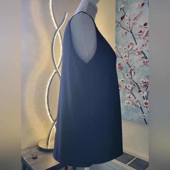 Black Sleeveless Blouse With Jeweled Neckline - Picture 4 of 7